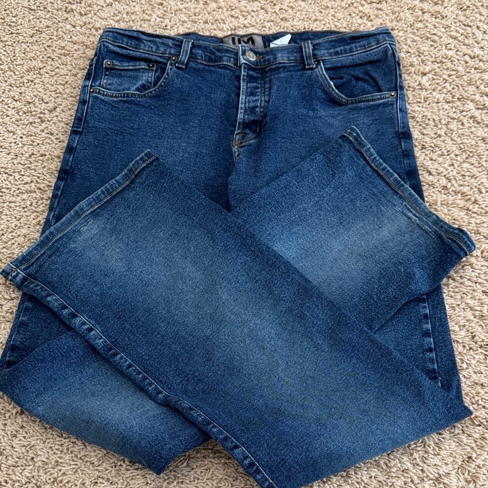 IM International Male Mens Button Fly w/ Slight Flair Blue Denim Jeans, sz 30